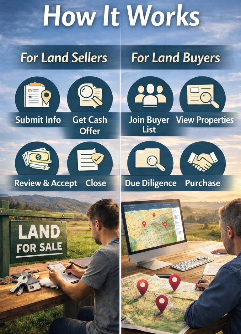 How Land Buyers Alliance works — the process for selling and buying vacant land