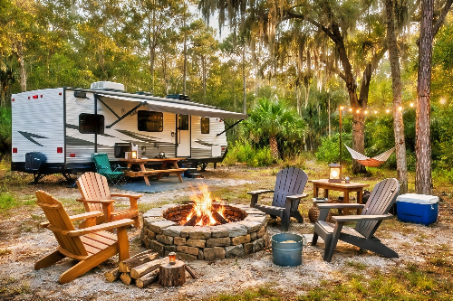RV living on vacant land in Florida
